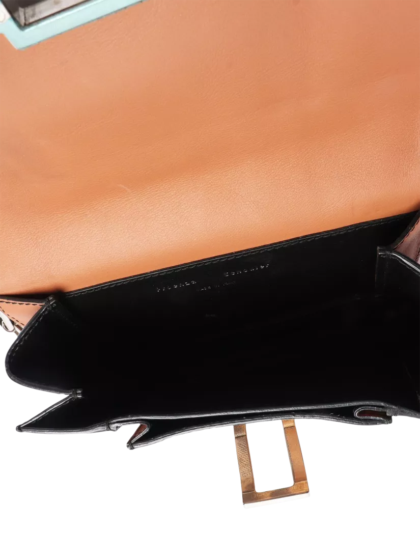 Proenza Schouler clutch bag brown striped exotic leather 19cm (British brand)