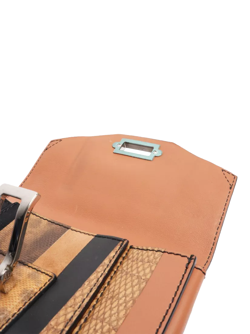 Proenza Schouler clutch bag brown striped exotic leather 19cm (British brand)