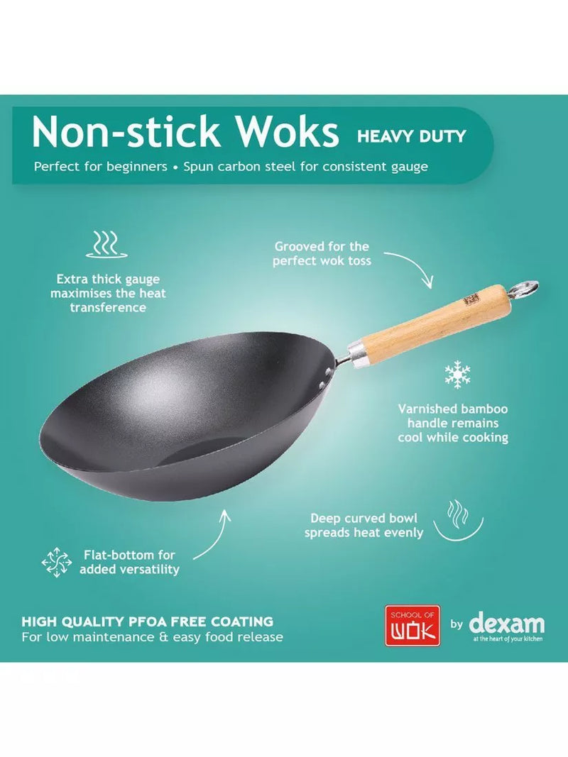 School of Wok non-stick carbon steel wok 36cm (British brand)