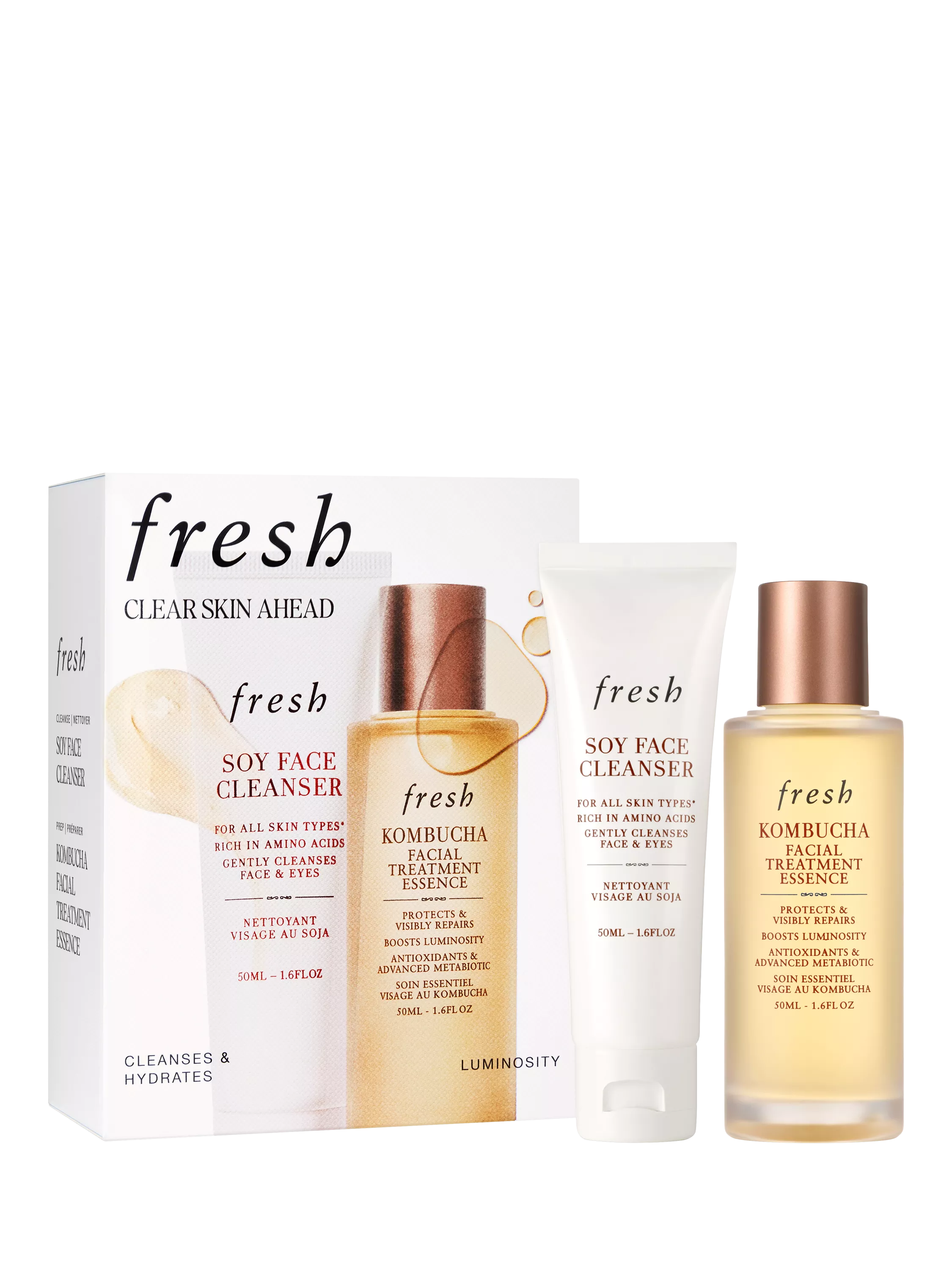 Fresh skincare gift set 50ml Soy Face Cleanser Kombucha Essence (British brand)