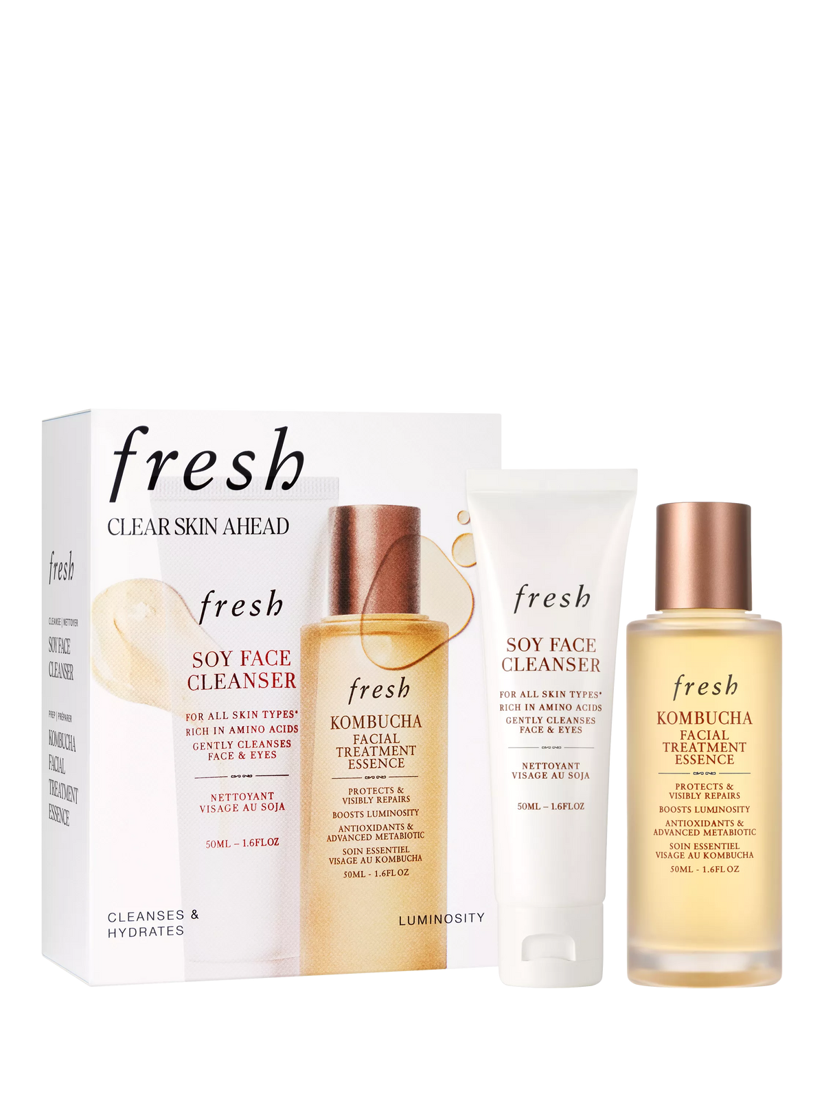 Fresh skincare gift set 50ml Soy Face Cleanser Kombucha Essence (British brand)
