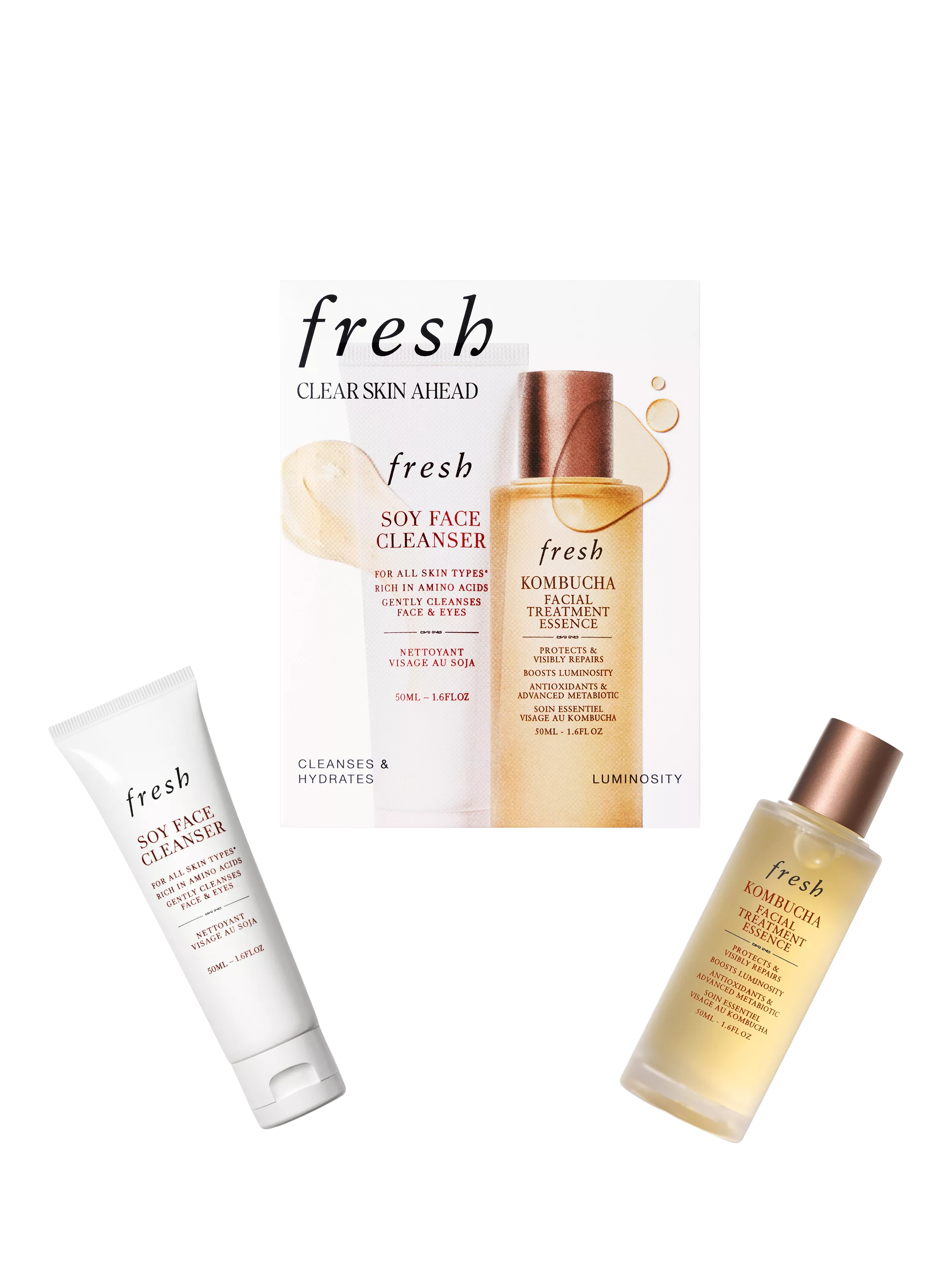 Fresh skincare gift set 50ml Soy Face Cleanser Kombucha Essence (British brand)