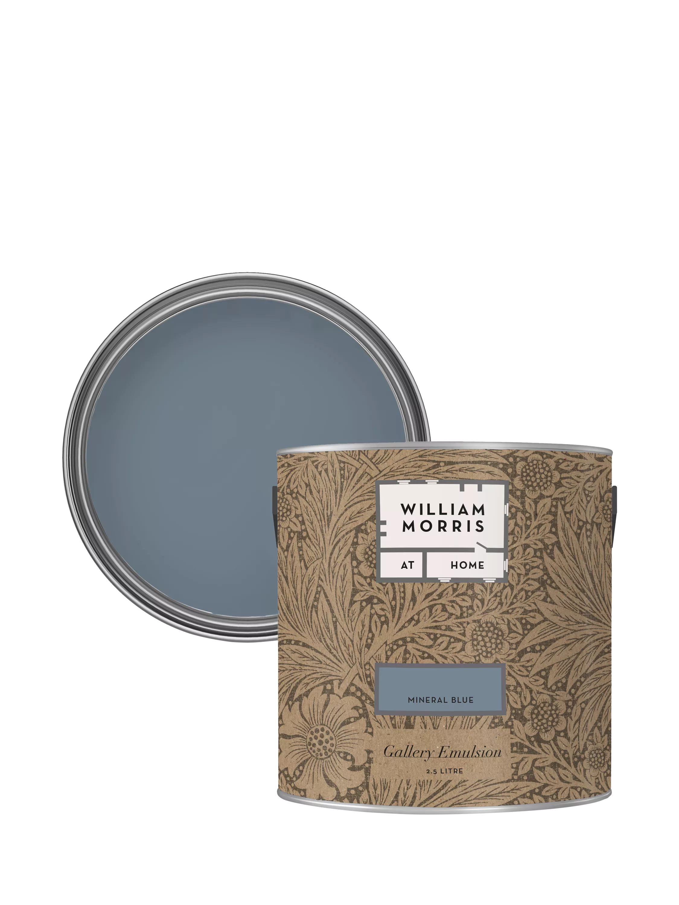 William Morris At Home Mineral Blue matt emulsion paint 2.5L, imported from the UK