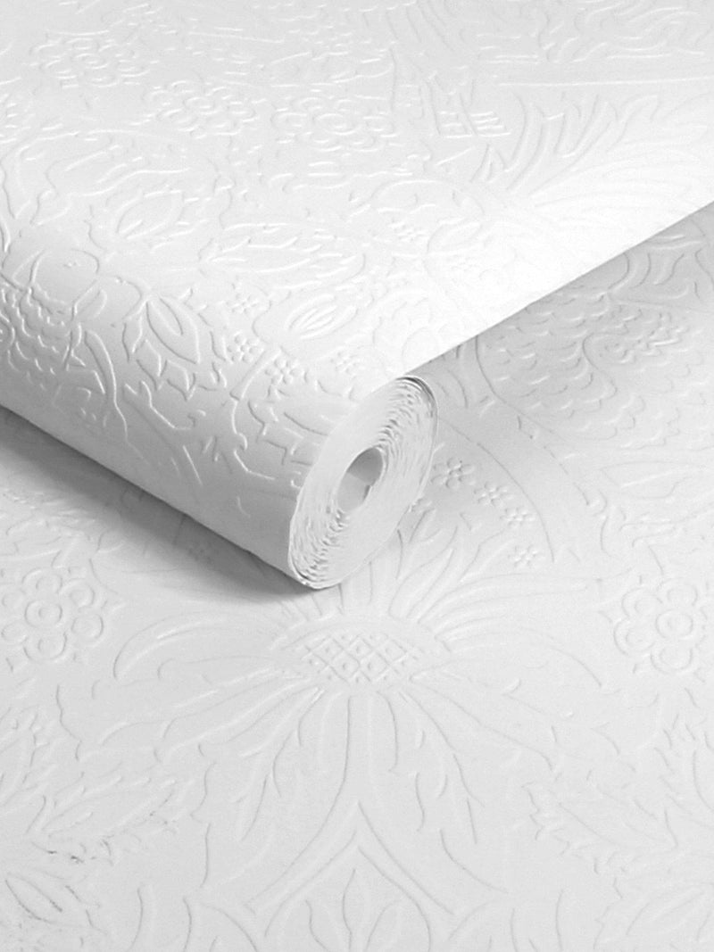 William Morris At Home Dove & Rose paintable wallpaper white, UK version