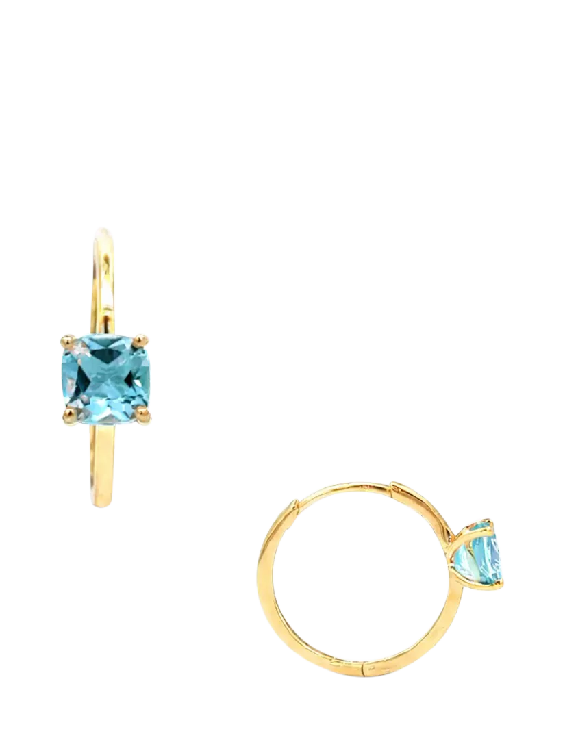 E.W Adams hoop earrings blue topaz 9ct, imported from the UK