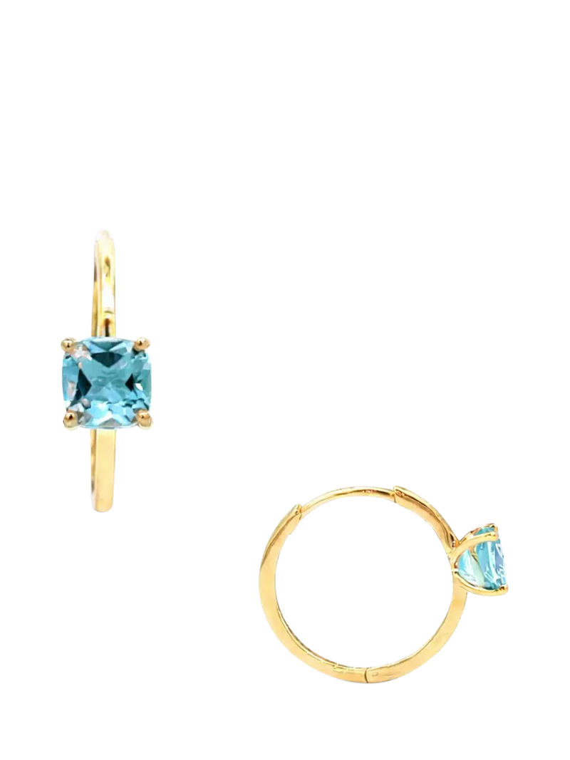 E.W Adams hoop earrings blue topaz 9ct, imported from the UK