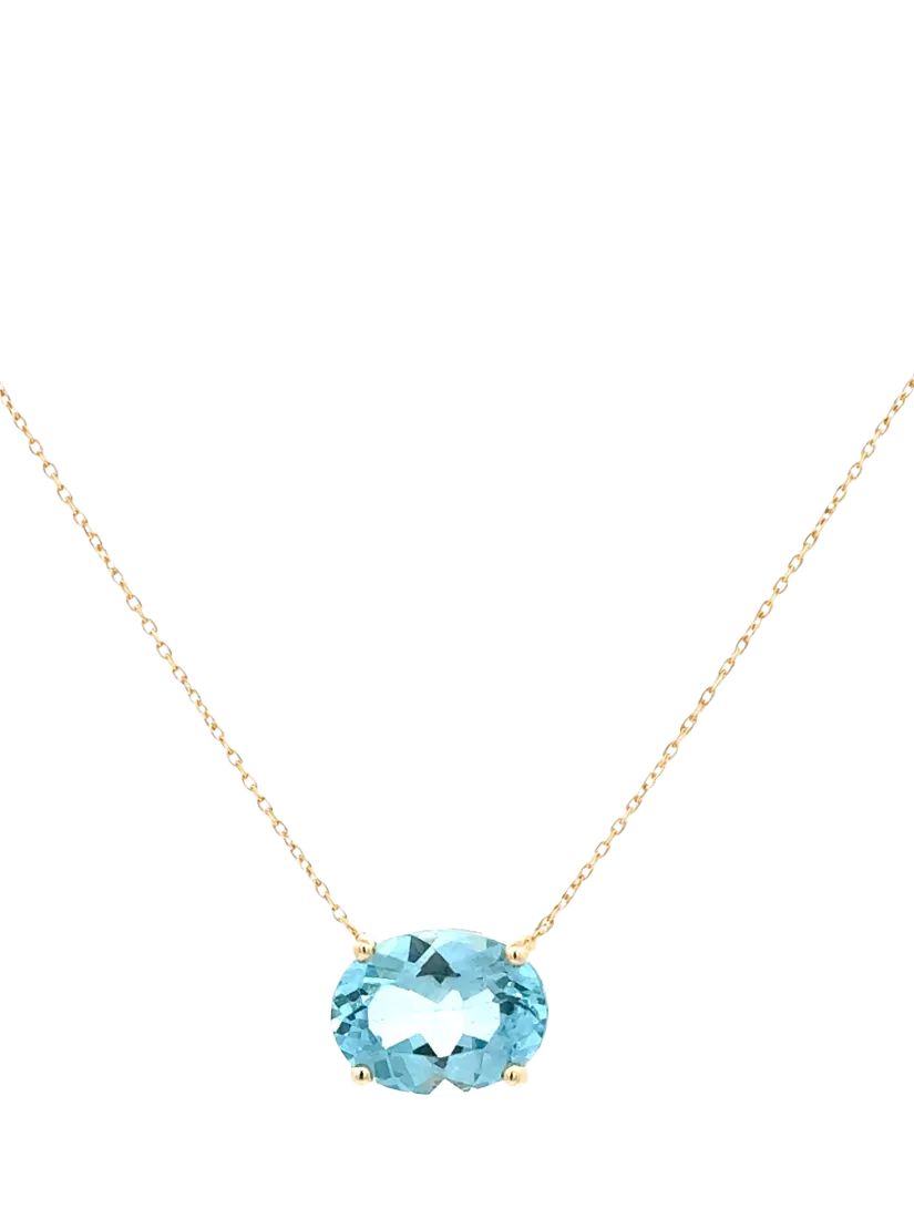 E.W Adams blue topaz pendant 9ct gold, UK version