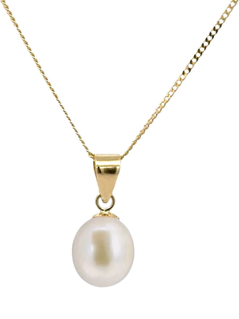 E.W Adams 9ct gold cultured freshwater pearl pendant (British brand)