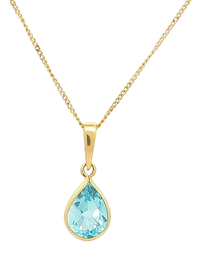 E.W Adams blue topaz pendant 9ct gold, imported from the UK