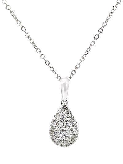 John Lewis E.W Adams 18ct White Gold Diamond Pear Drop Pendant Necklace- Buy online at McGrocer