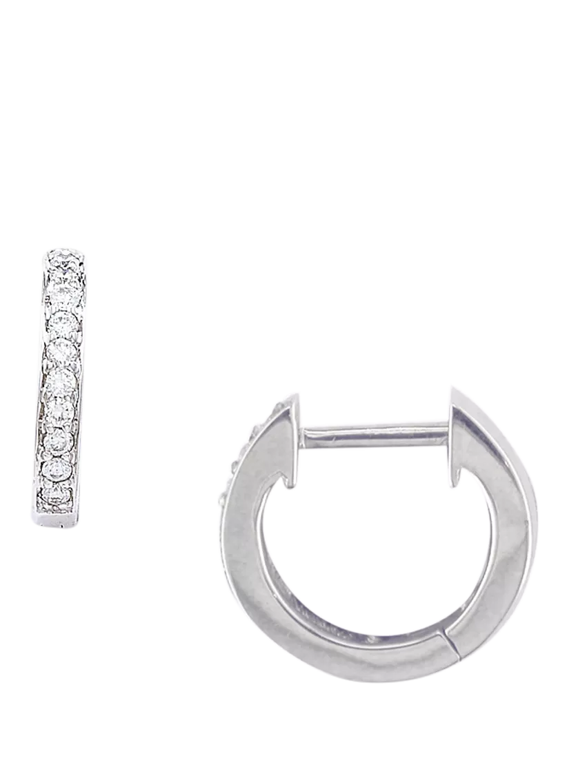 E.W Adams 9ct gold diamond huggie hoops 0.13ct, imported from the UK