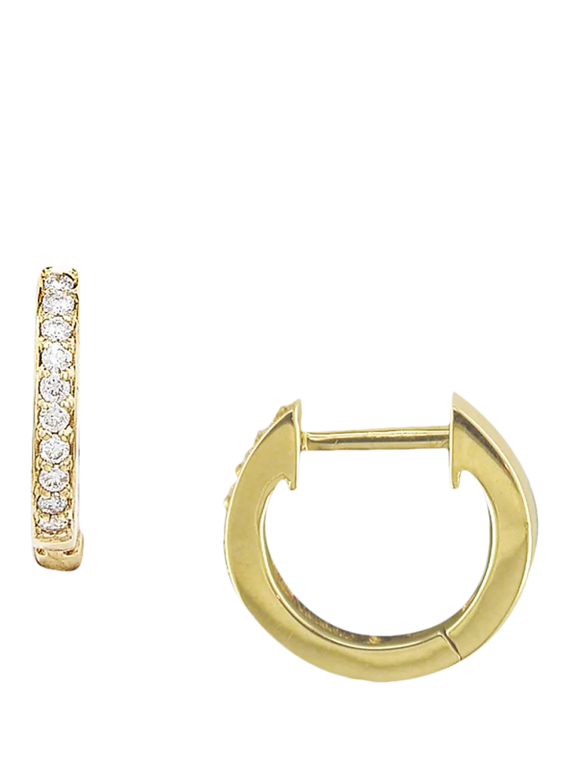 E.W Adams 9ct Gold Diamond Huggie Hoop Earrings
