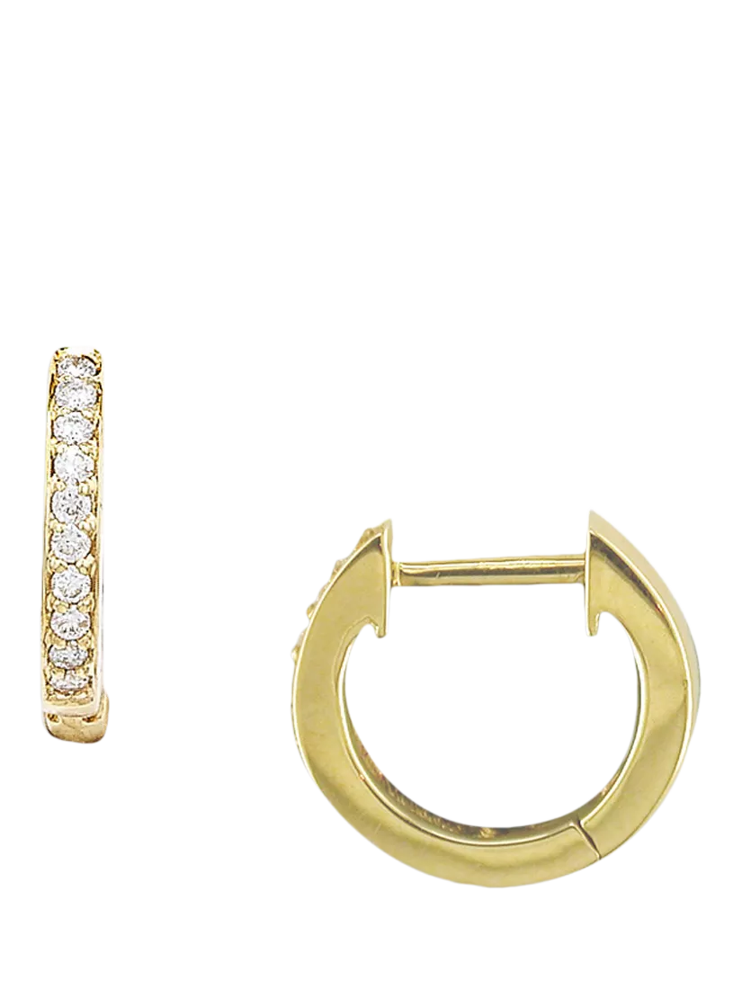 E.W Adams 9ct Gold Diamond Huggie Hoop Earrings