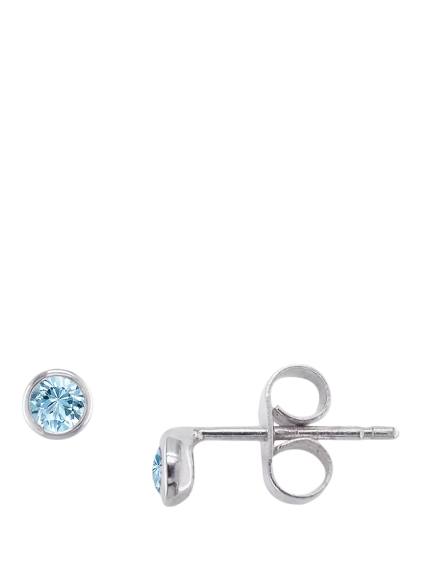 E.W Adams 9ct white gold aquamarine stud earrings - British product