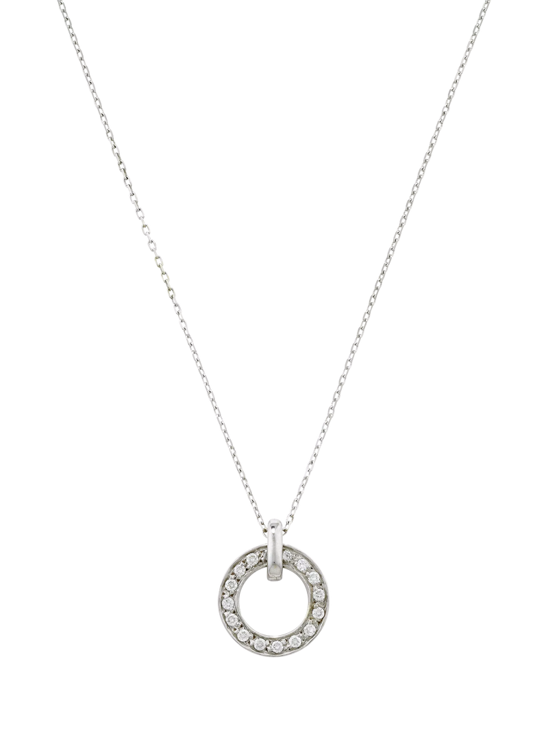 E.W Adams 9ct gold diamond spinning hoop pendant, UK version