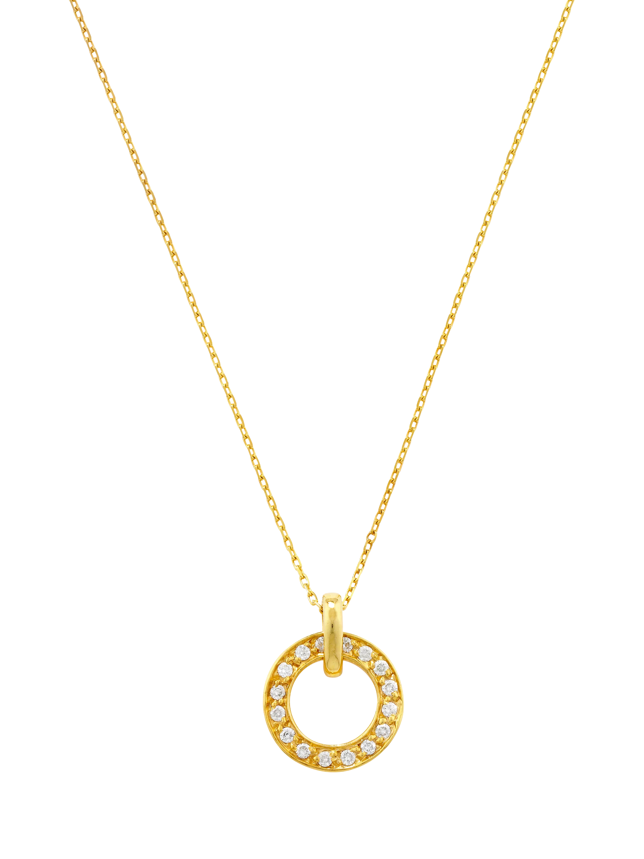 E.W Adams 9ct Gold Diamond Spinning Hoop Pendant Necklace