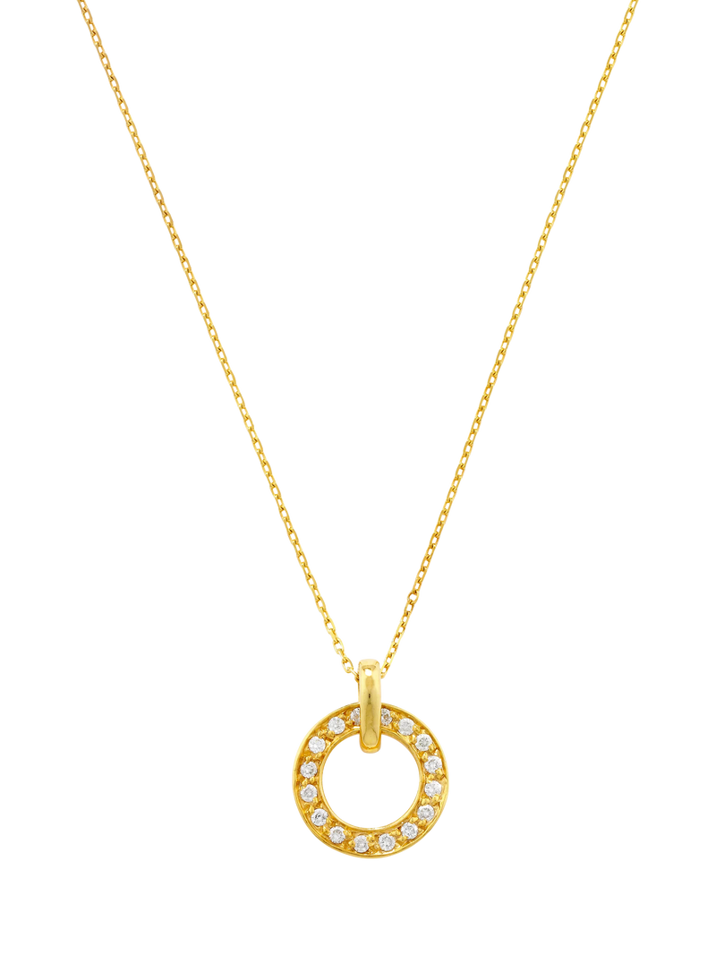 E.W Adams 9ct Gold Diamond Spinning Hoop Pendant Necklace