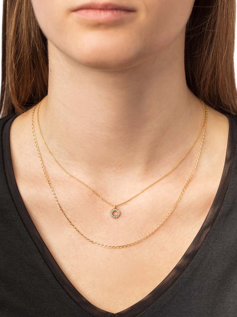 E.W Adams 9ct yellow gold diamond round pendant necklace, imported from the UK