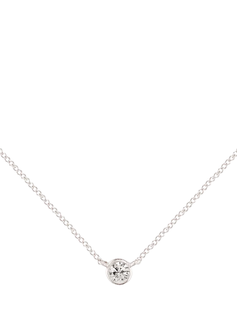 E.W Adams 9ct Gold Solitaire Diamond Pendant Necklace, White Gold