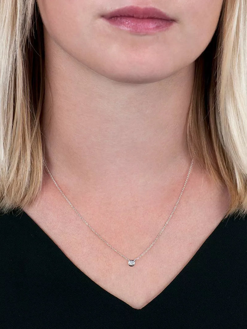 E.W Adams 9ct gold solitaire diamond pendant necklace 0.145ct, UK version
