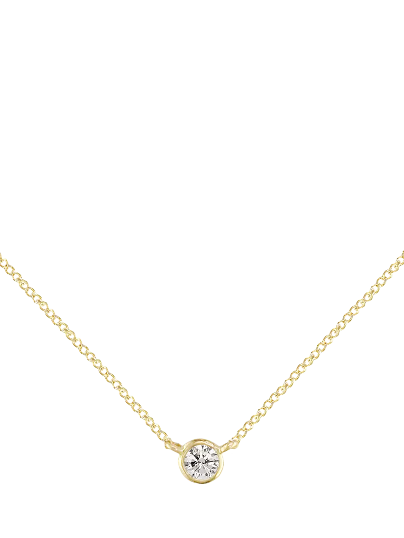 E.W Adams 9ct Gold Solitaire Diamond Pendant Necklace, Yellow Gold