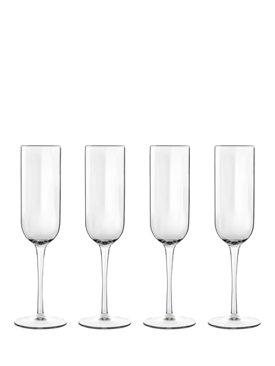 John Lewis Luigi Bormioli Jazz Champagne Glass Flutes Set of 4, 210ml, Clear- Buy online at McGrocer