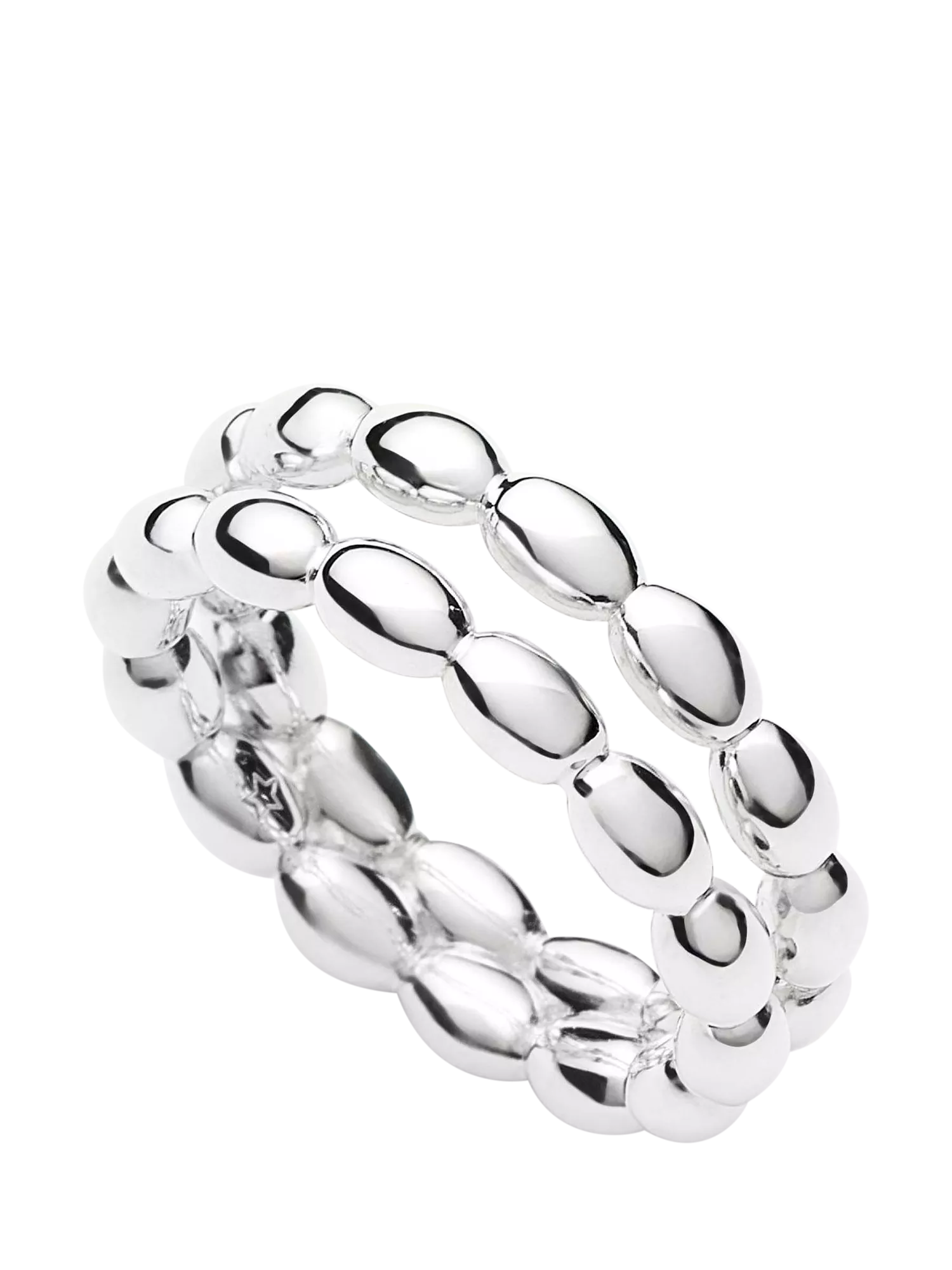 Missoma Molten Olive Double Band Stacking Ring, Silver