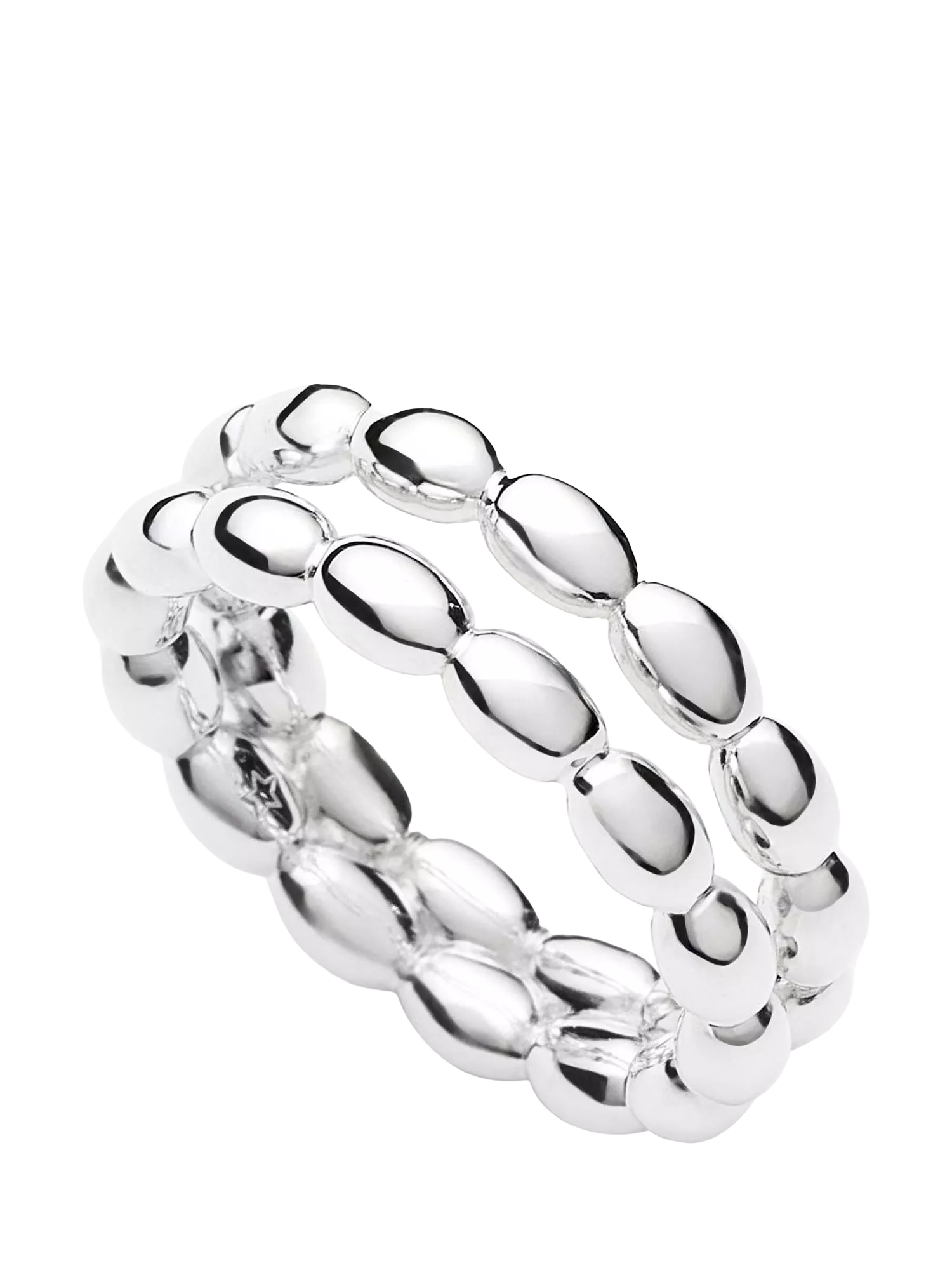 Missoma Molten Olive Double Band Stacking Ring, Silver