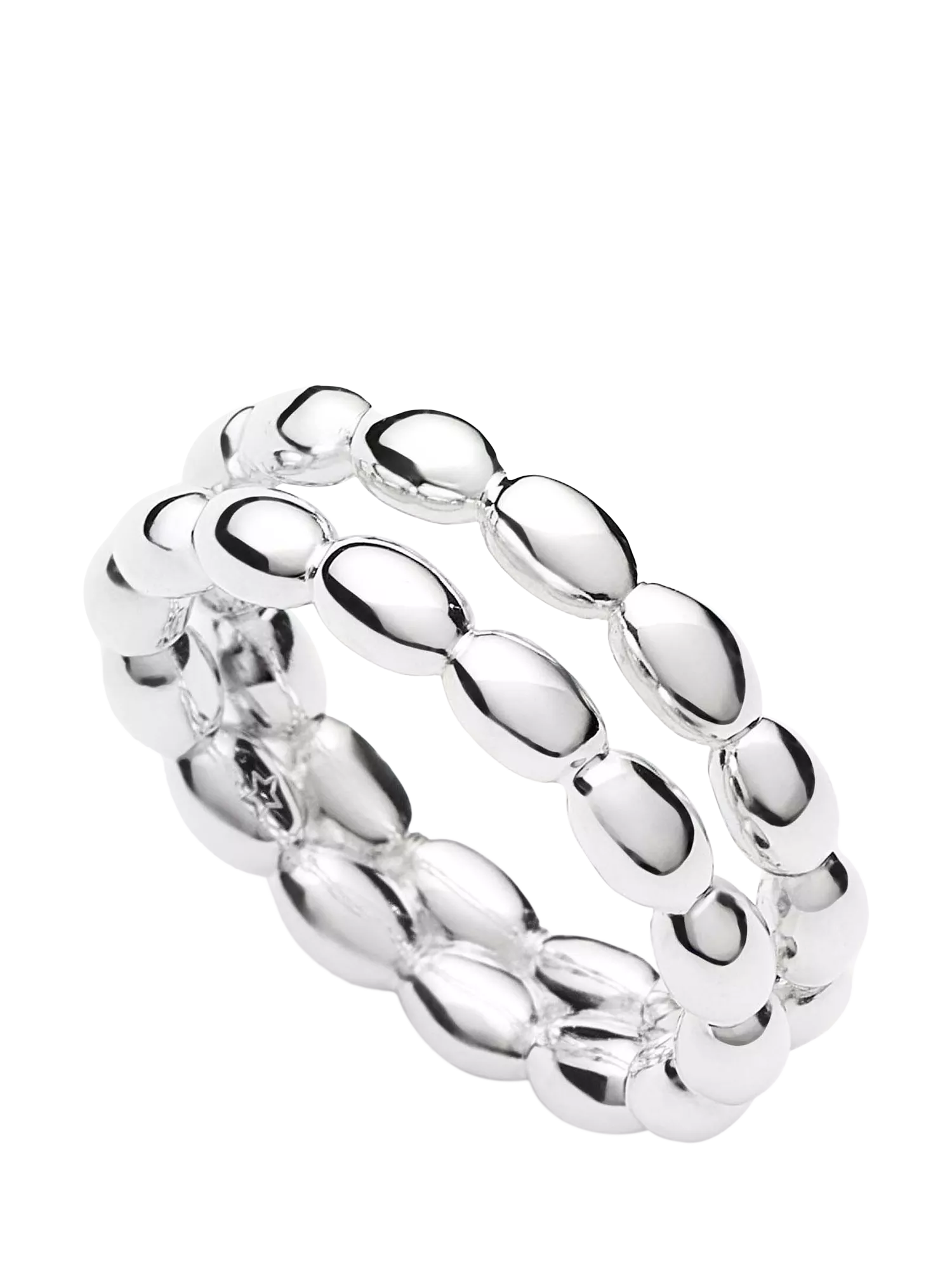 Missoma Molten Olive Double Band Stacking Ring, Silver