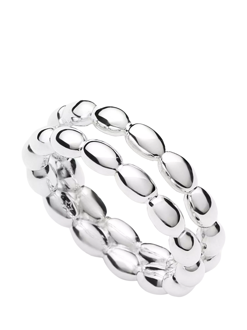 Missoma Molten Olive Double Band Stacking Ring, Silver