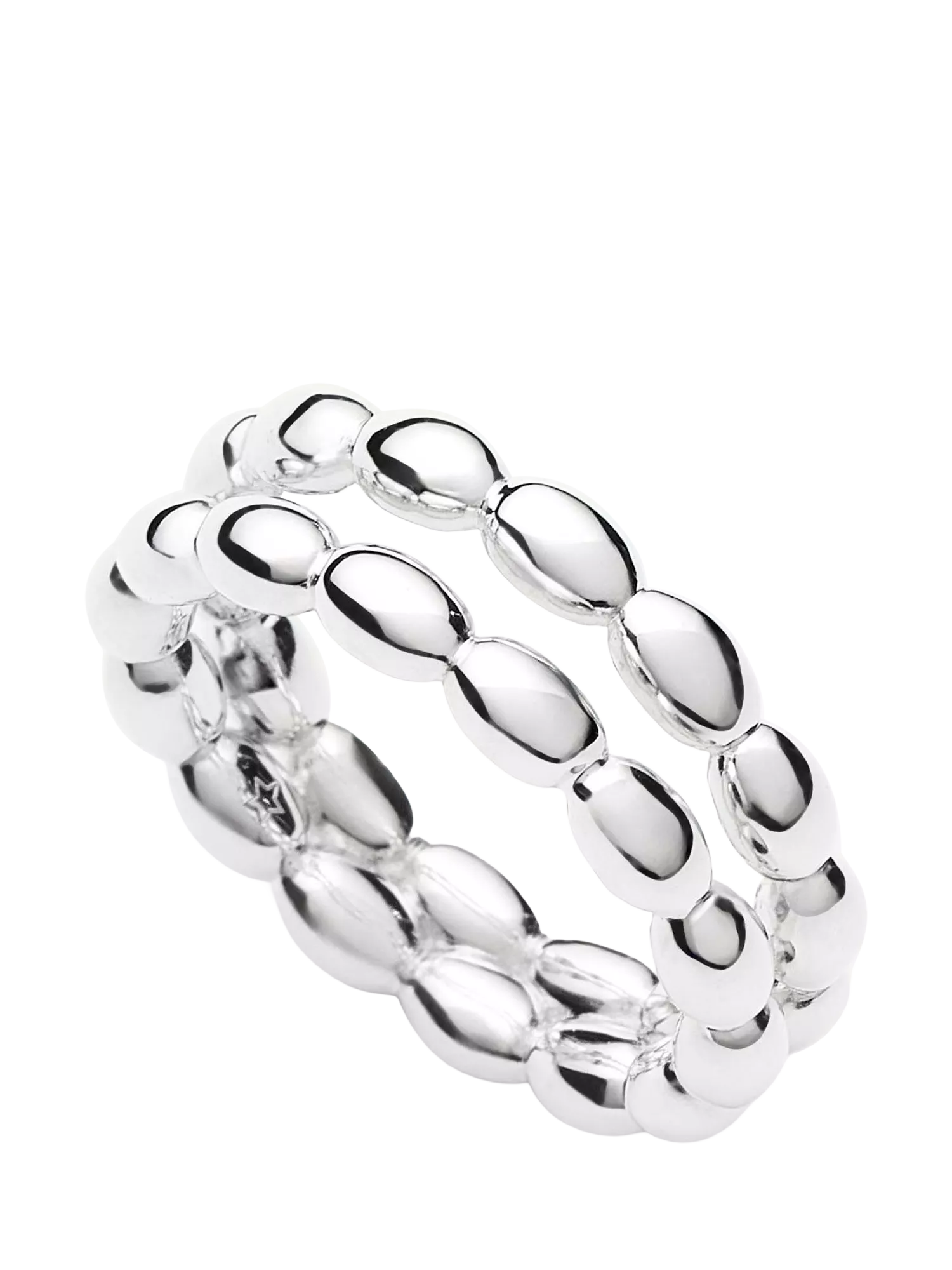 Missoma Molten Olive Double Band Stacking Ring, Silver