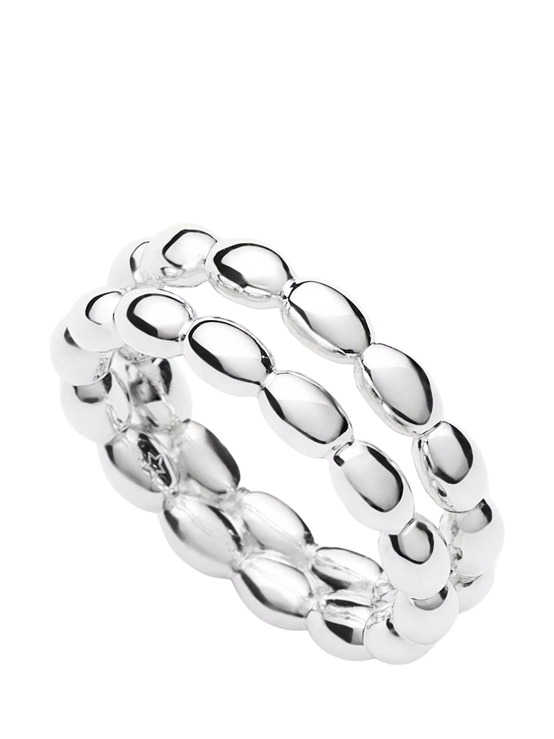 Missoma Molten Olive Double Band Stacking Ring, Silver