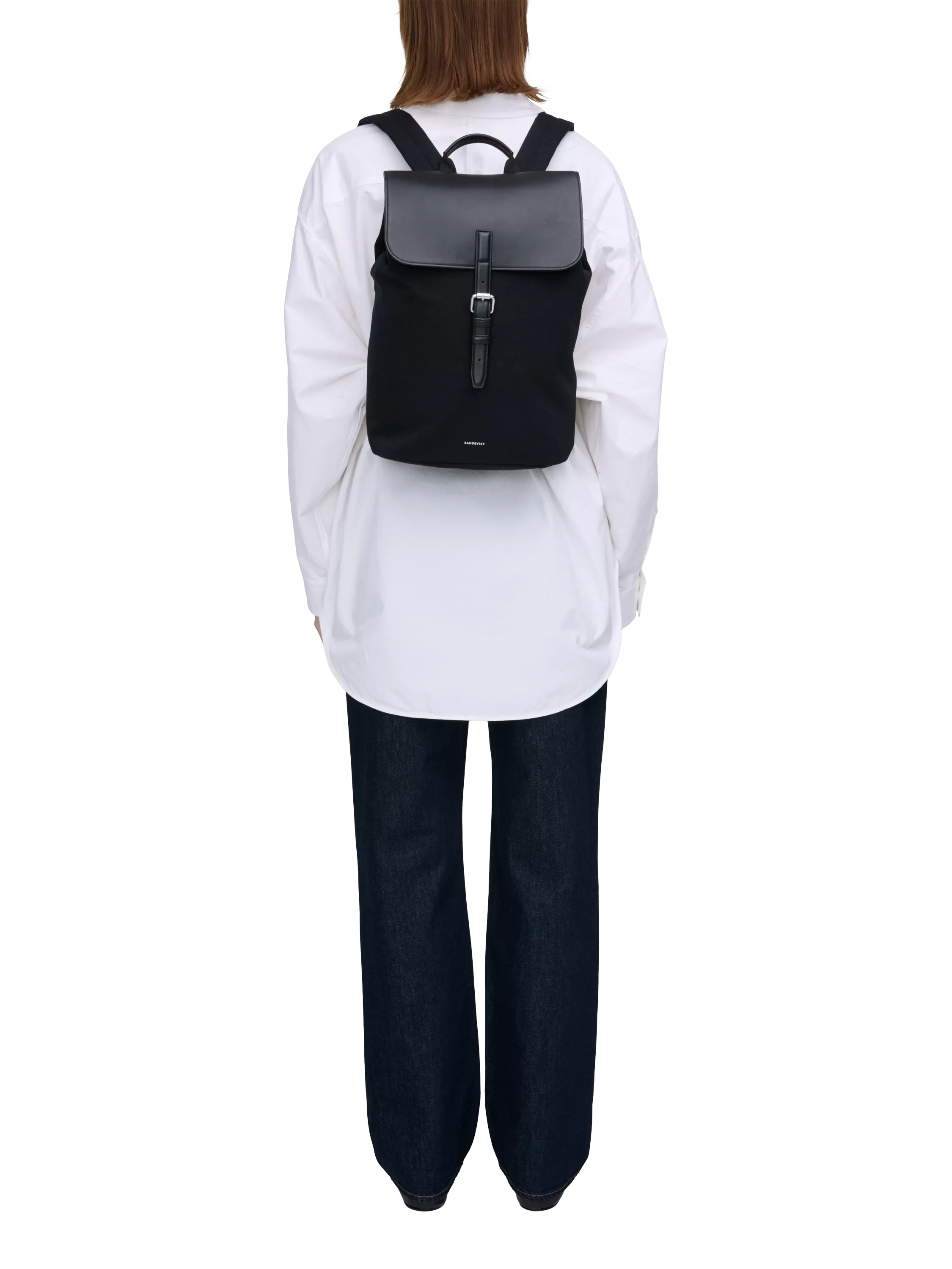 Sandqvist Leather Lid backpack 25L black, UK version