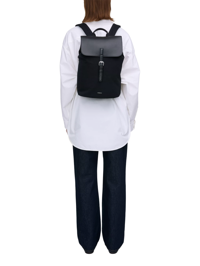 Sandqvist Leather Lid backpack 25L black, UK version