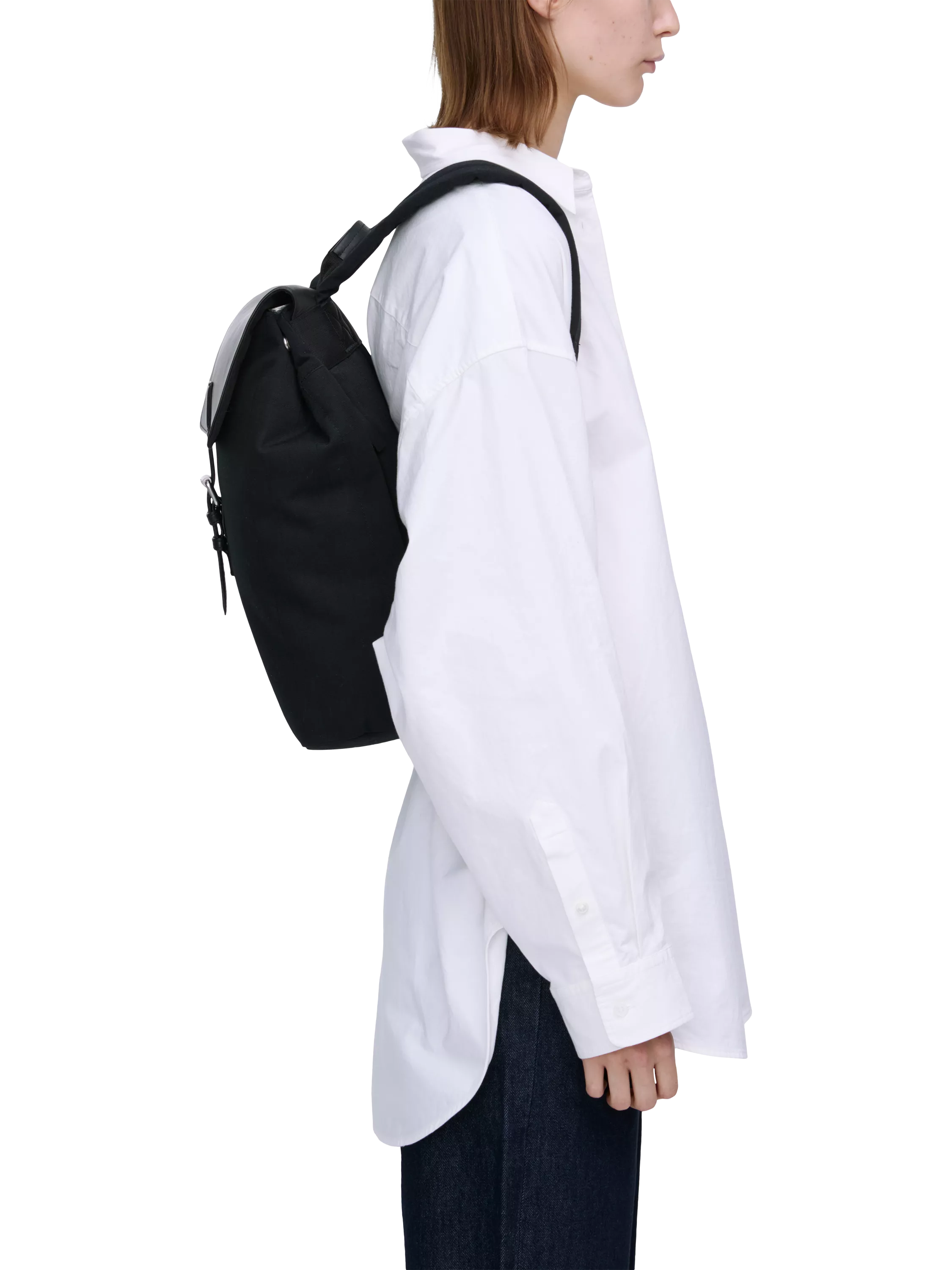 Sandqvist Leather Lid backpack 25L black, UK version