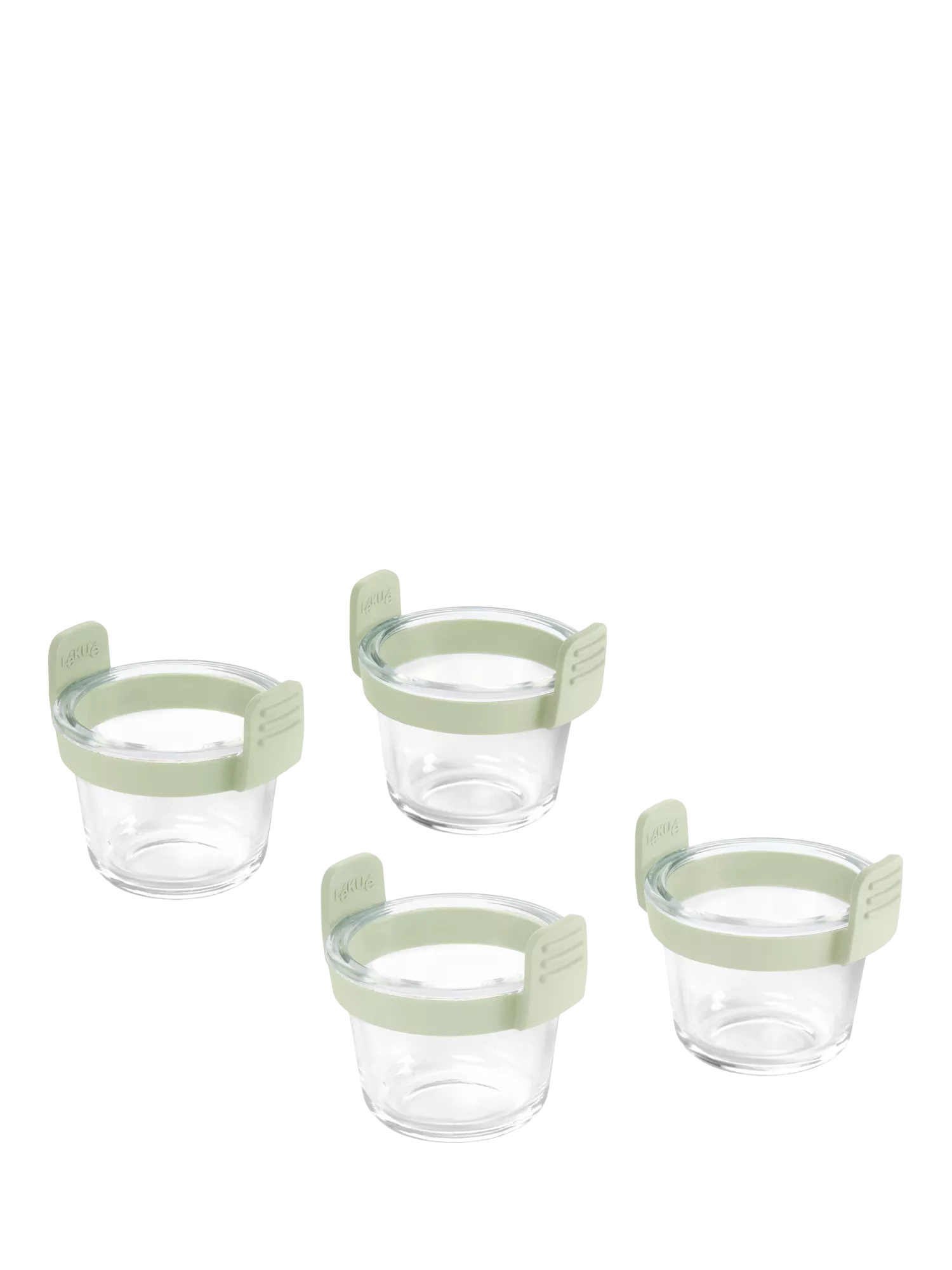 Lékué air fryer glass mini cups set of 4 clear/green (British brand)