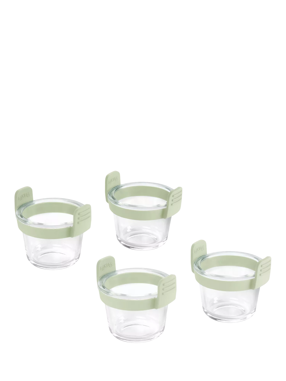 Lékué air fryer glass mini cups set of 4 clear/green (British brand)