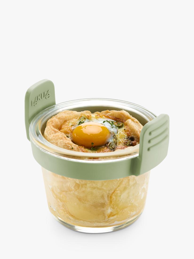 Lékué air fryer glass mini cups set of 4 clear/green (British brand)