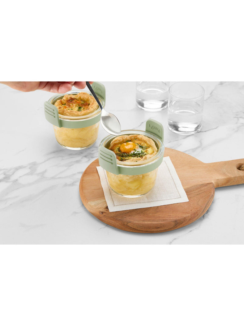 Lékué air fryer glass mini cups set of 4 clear/green (British brand)