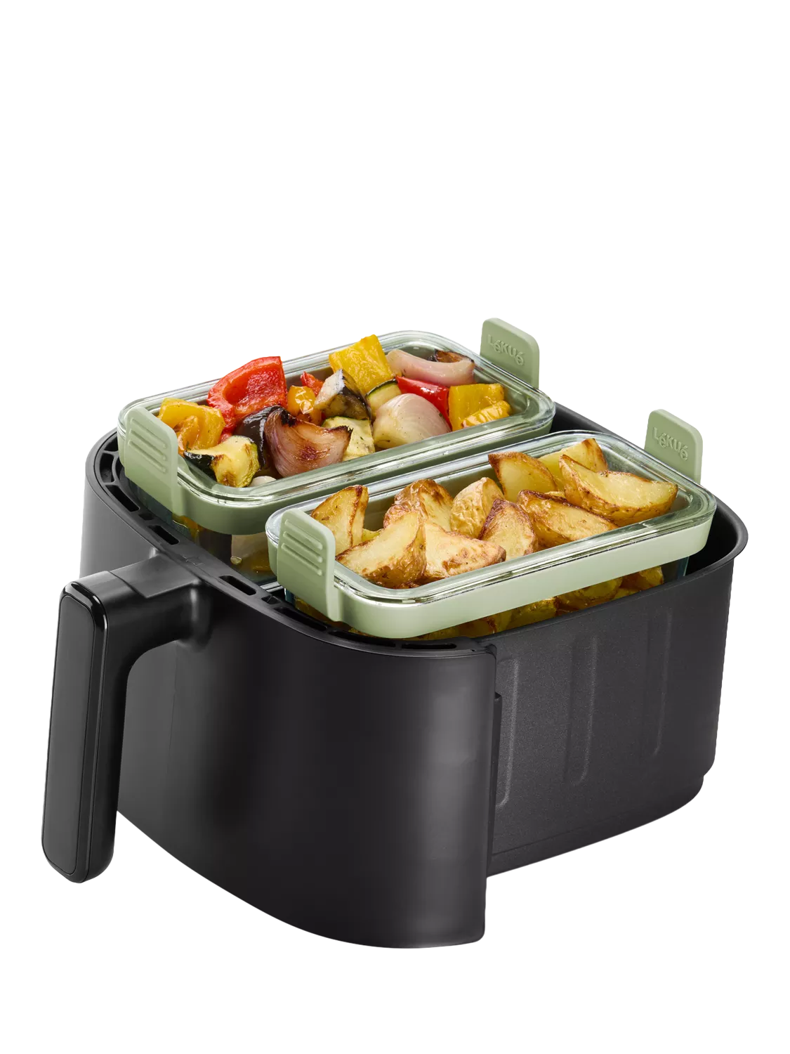 Lékué air fryer glass dish set clear green, imported from the UK