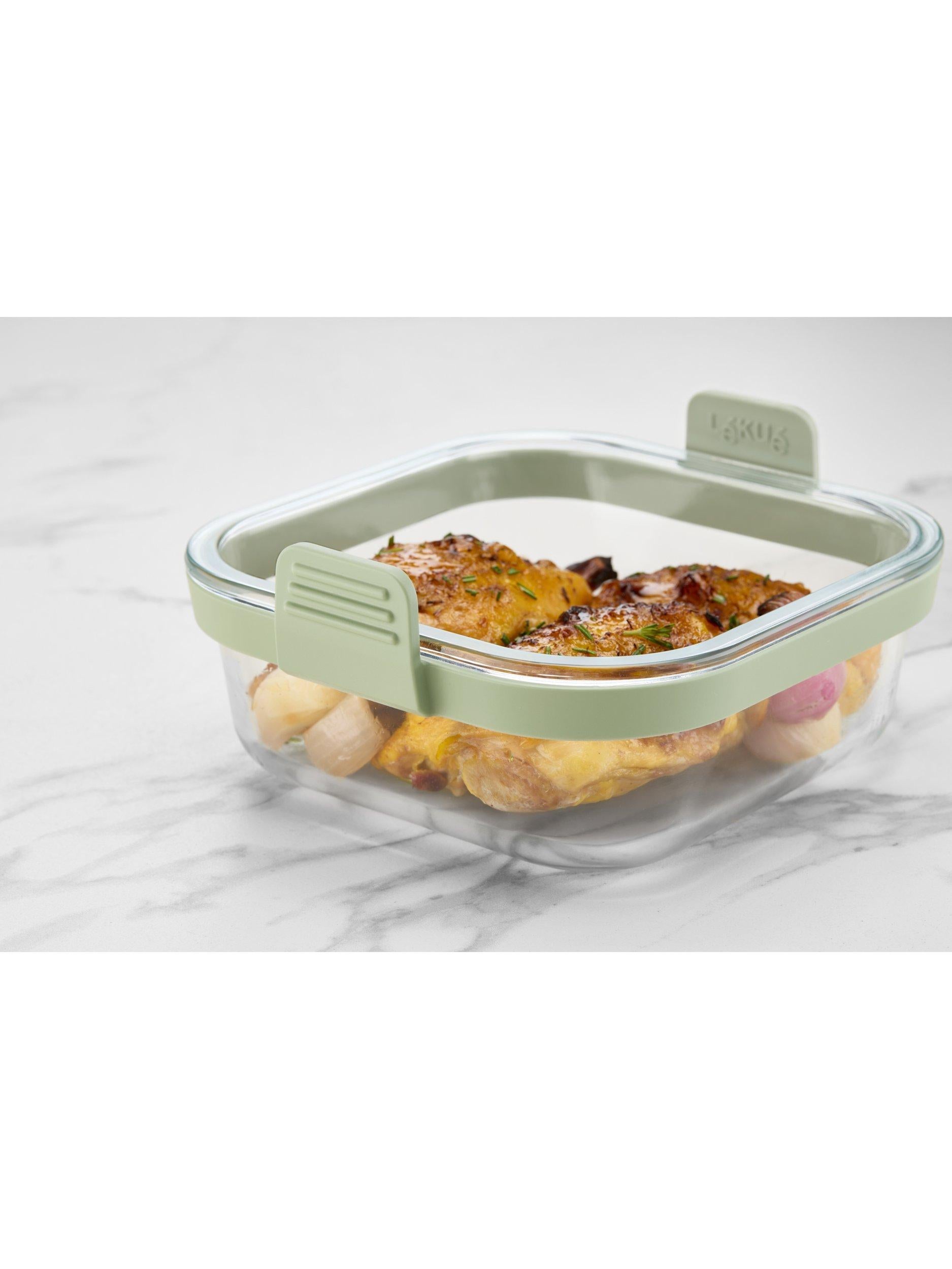 Lékué air fryer square glass dish clear green (British brand)