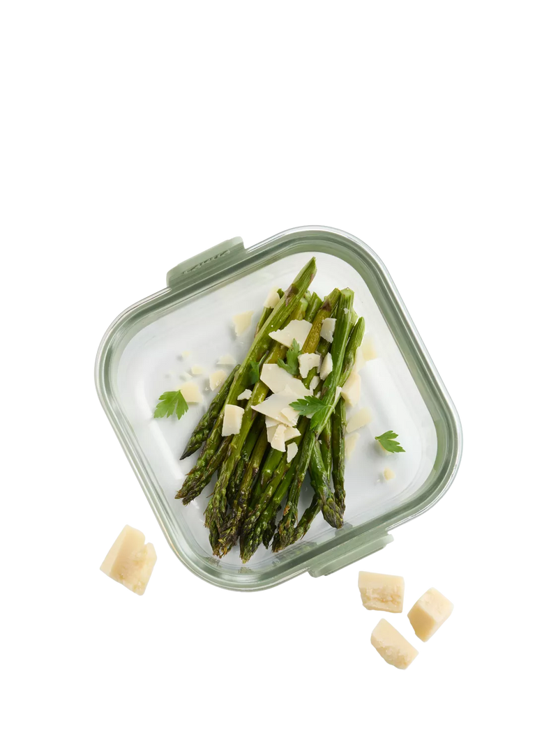 Lékué air fryer square glass dish clear green (British brand)
