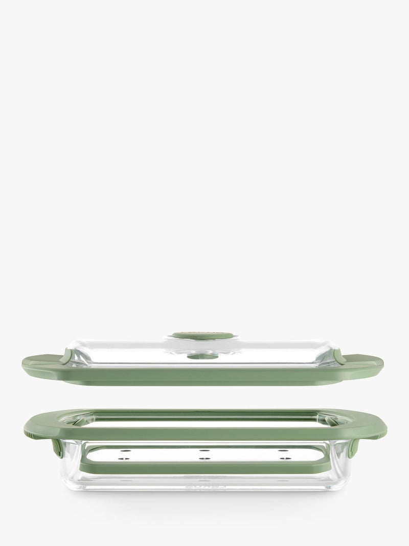 Lékué glass steam cooker with tray and recipe book (British brand)