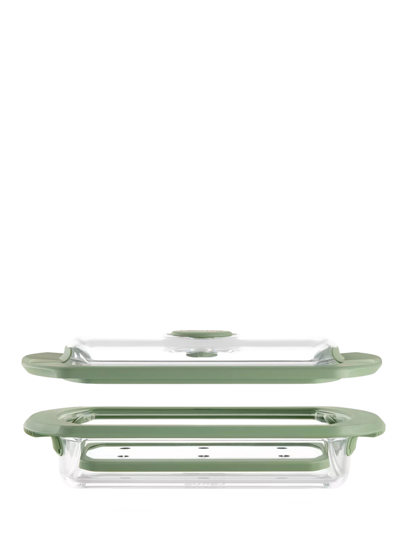 Lékué glass steam cooker with tray and recipe book (British brand)