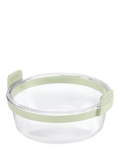 Lékué air fryer round glass dish with green silicone handles (British brand)