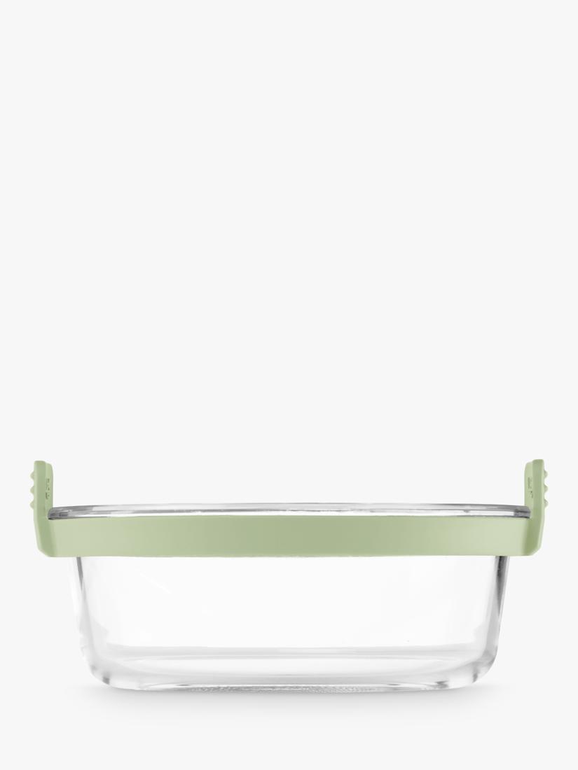 Lékué air fryer round glass dish with green silicone handles (British brand)