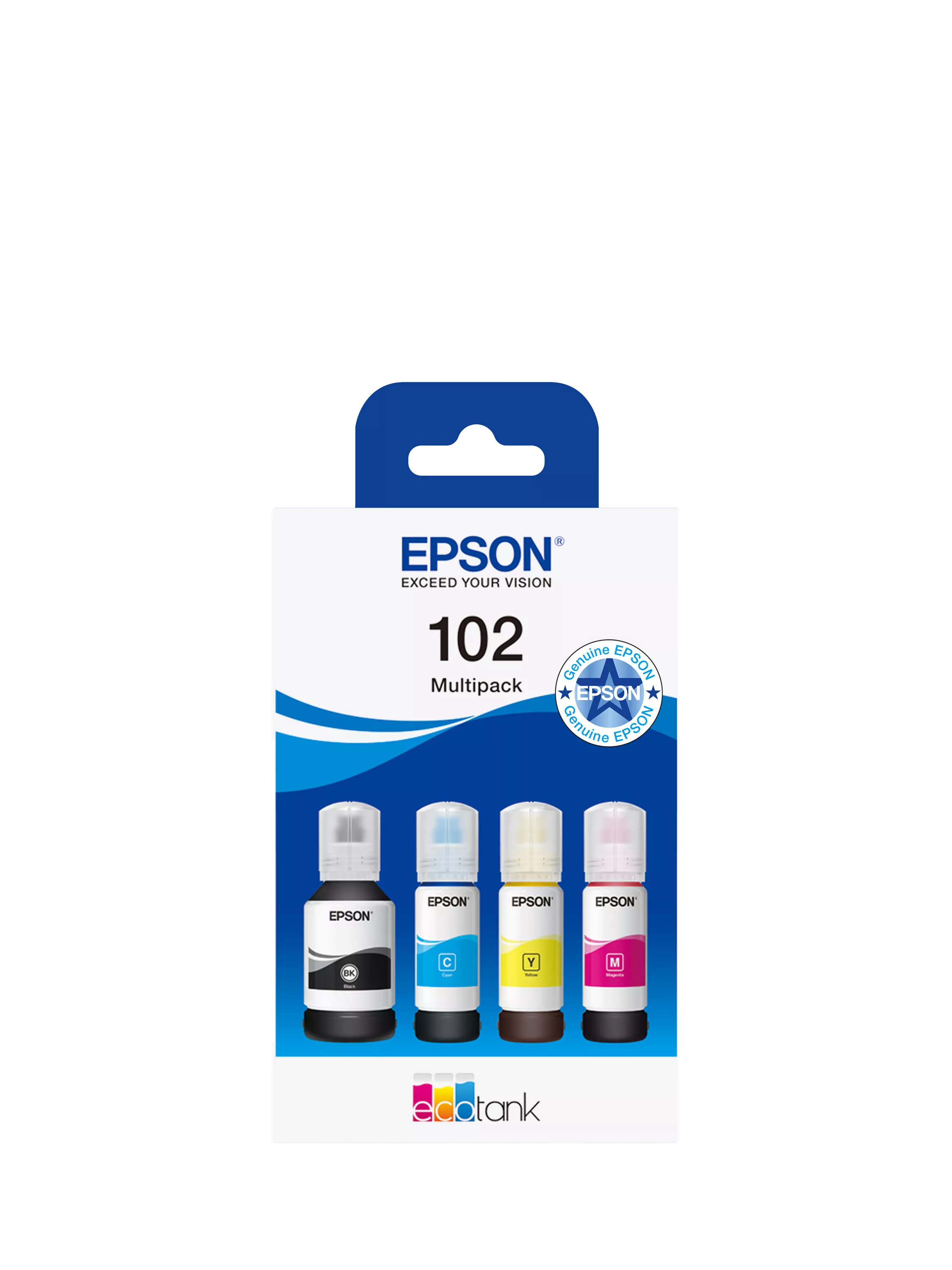Epson EcoTank 102 ink bottle pack of 4, imported from the UK
