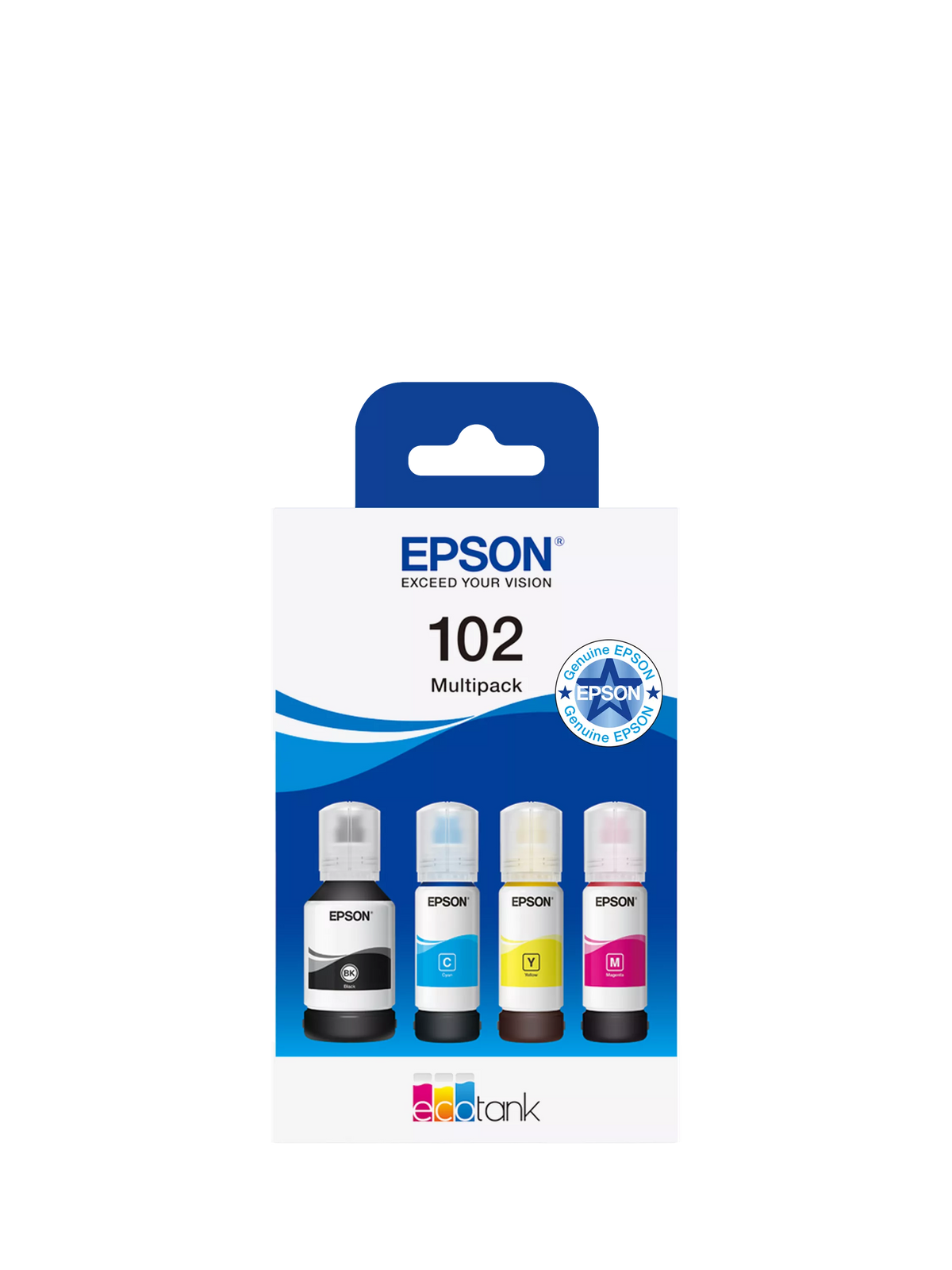 Epson EcoTank 102 ink bottle pack of 4, imported from the UK