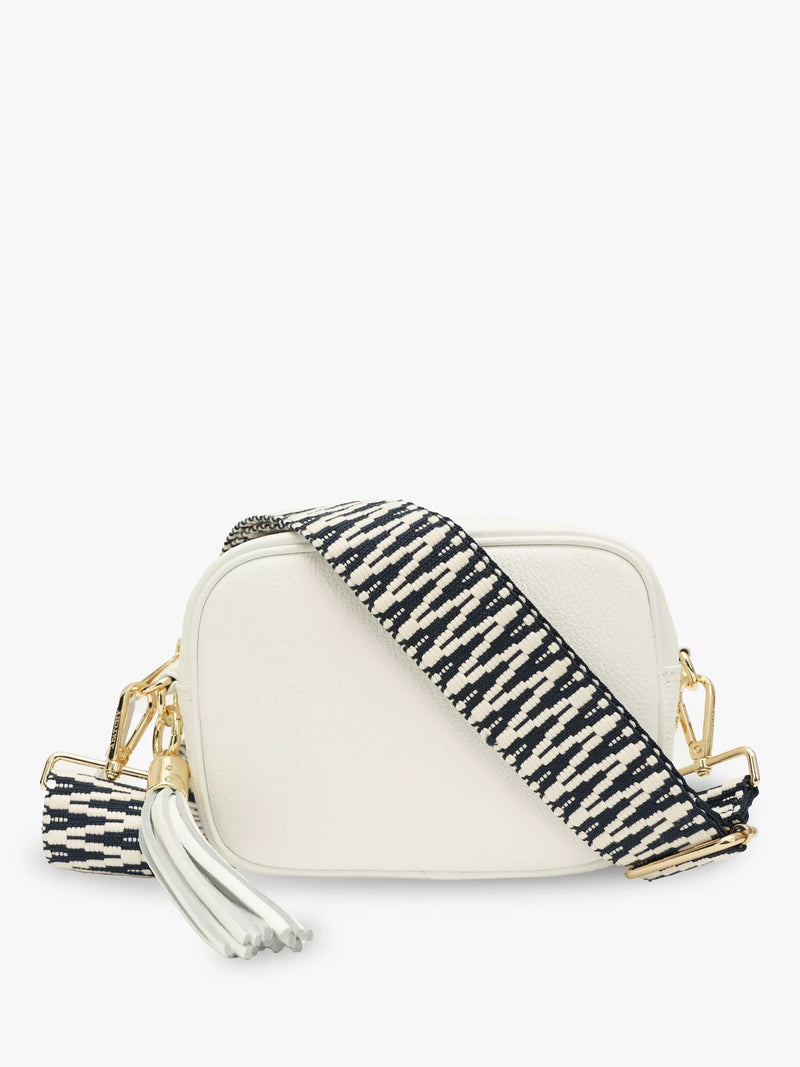 Apatchy London white tassel leather crossbody bag - British product