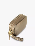 Apatchy London tassel leather crossbody bag bronze cheetah strap - British product